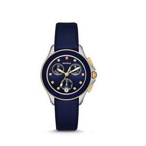 Michele Women’s Watch Navy Blue Dial Rubber Strap Swiss Made Cape Chronograph